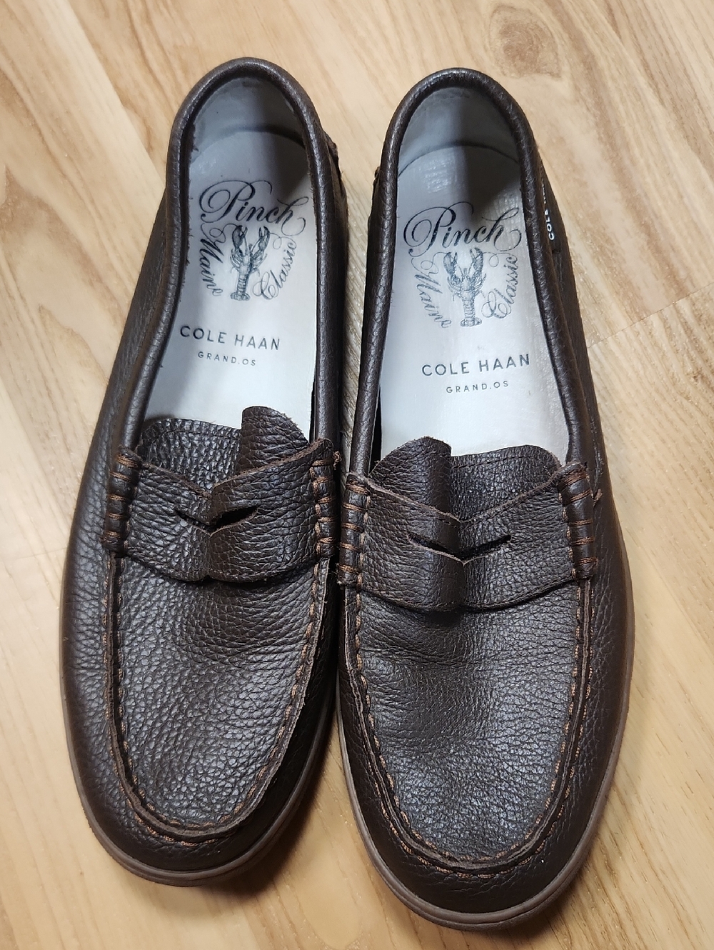 Cole Haan Dark Brown Pebbled Leather Penny Loafers Sz. 8.5M